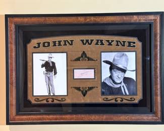 JOHN WAYNE Autographed Custom Cut Signature Framed with 2 JOHN WAYNE 8 x 10's