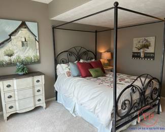 Cast-Iron Queen Size Canopy Bed (Bedding Included)
