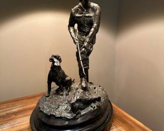 MAITLAND SMITH Bronze Hunter & Bird Dog Lamp