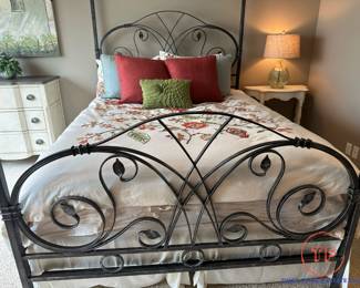 Cast-Iron Queen Size Canopy Bed (Bedding Included)