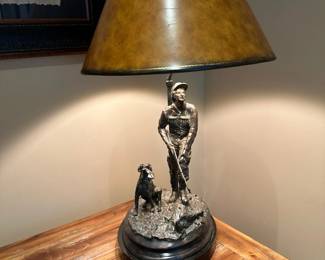 MAITLAND SMITH Bronze Hunter & Bird Dog Lamp