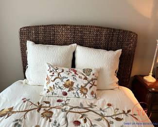 Queen Size Bed with POTTERY BARN Seagrass Headboard