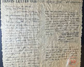 Custom Framed TRAVIS LETTER (1836) Replica