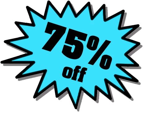 75% off FINAL HOUR 1pm - 2pm