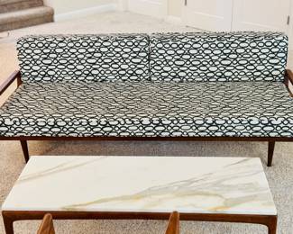 Mid-Century Modern Sofa & Walnut Coffee Table