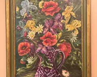 Original still life painting, framed