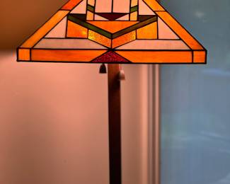 Mission Style Floor Lamp,  Stained Glass shade