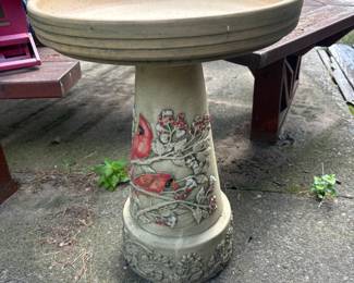 Clay (not concrete) bird bath 