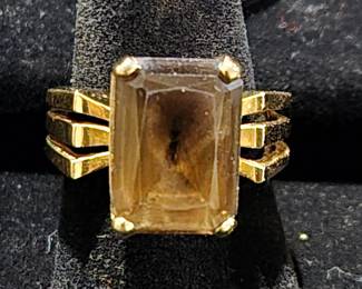 10K and Smokey Topaz Gold Ring