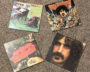 4 Fantastic Frank Zappa Record Albums including Sleep Dirt, 200 Motels, Apostrophe and One Size Fits All.