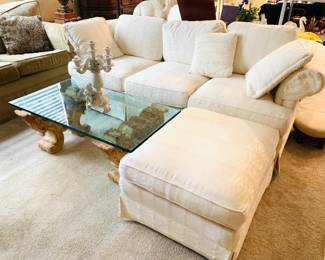 Cream Colored Sofa w/Ottoman