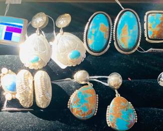 Close-up of Sterling Native American Earrings