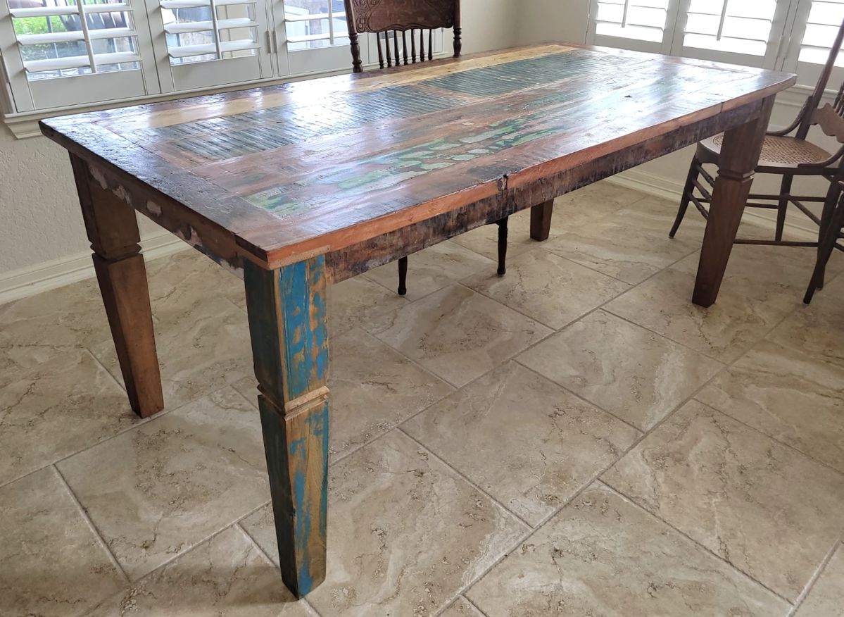 Reclaimed wood dining table
