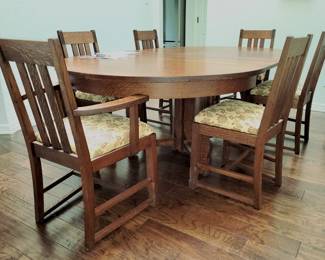 Mission style dining table and chairs