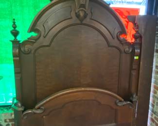 Carved Walnut Victorian Bed