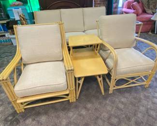 Vintage Rattan Chairs and Side Table