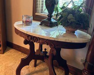 Marble-topped end table