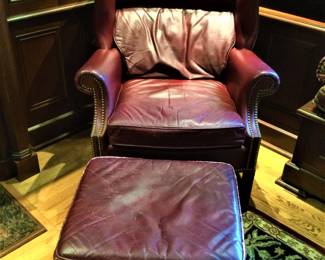 One of Two Burgundy Leather Chair