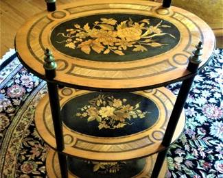 French Neoclassical  Marquetry and Parquetry Inlaid Tiered Table