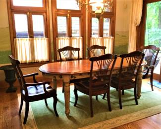 Woodland Furniture Table and 7 Nichols and Stone Chairs