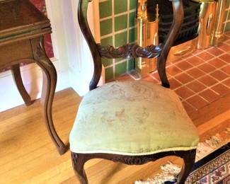 Victorian Carved Balloon Back Chair with Upholstered Seat