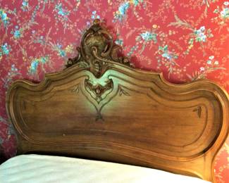 French Antique Carved Louis XV Full Size Bed 