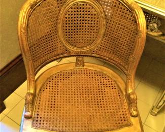 Antique French Gilt Caned lady's Chair