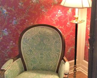 Brass and Wood Floor Lamp