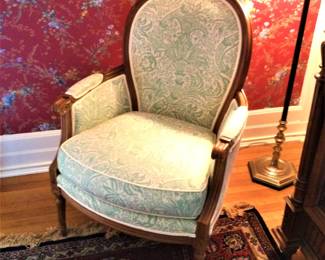 Vintage French Bergere  Upholstered Chair