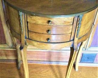 Burled Demilune Accent Table