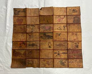 Collection of W. S. Heal 1907 Leather Postcards (stitched together ) Set of 35 