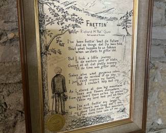 Framed print of "Frettin" by Tennessee Poet Laureate Richard M. Pek Gunn