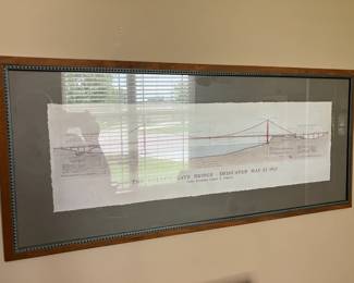 Framed Golden Gate Bridge blueprint