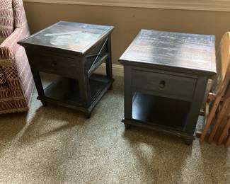Pair of end tables w black finish