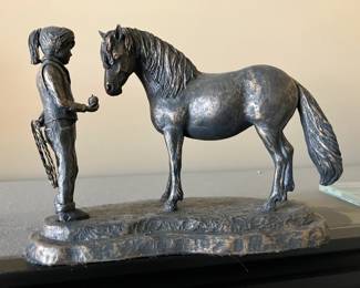 Bronze Girl w Pony