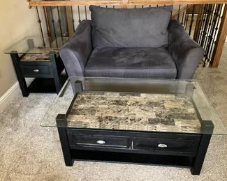 Loveseat with marble coffee table