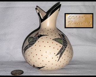 Gorgeous Pot Crafted, Hand Painted and Signed by Pottery Artist Oscar Ramirez