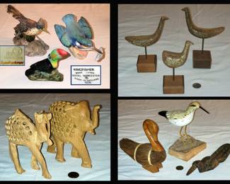 Small Birds Sculptures and Figurines and Elephant and Camel Carvings with Baby Carvings Inside 
