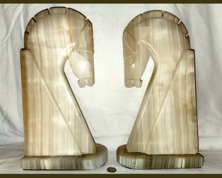 Huge Onyx Horsehead Bookends