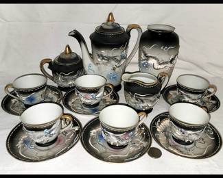 Beautiful Vintage Dragonware Tea Set with Extra Vase