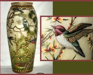 Gorgeous Hand Painted Porcelain Vase Showing Close Up Detail