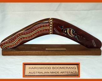 Hardwood Boomerang; Australian Made Artefact 