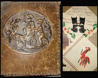 Thick Old Leather Scrap Book FULL of 1940s Ephemera