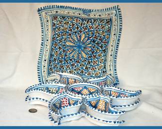 Pretty Ceramic Platter and Lazy Susan 