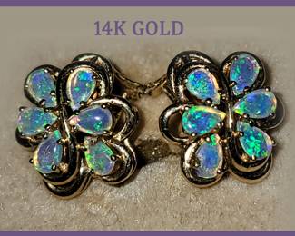 Opal and 14K Gold Earrings