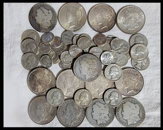 Silver Coins; Dollars, Quarters and Dimes  