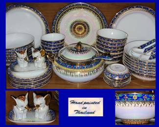 Stunning and Very Fancy Hand Painted in Thailand China Set;  Perhaps Thai Benjarong