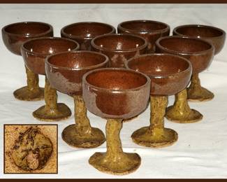 Interesting Pottery Goblets Marked