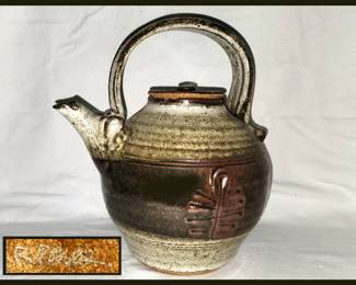 Large Signed Pottery Teapot