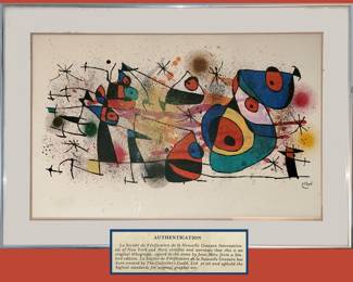 Miro LItho with COA from the Societe Nouvelle Gravure of New York and Paris 